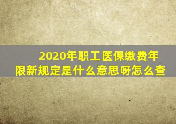 2020年职工医保缴费年限新规定是什么意思呀怎么查