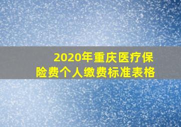 2020年重庆医疗保险费个人缴费标准表格