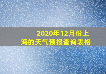 2020年12月份上海的天气预报查询表格