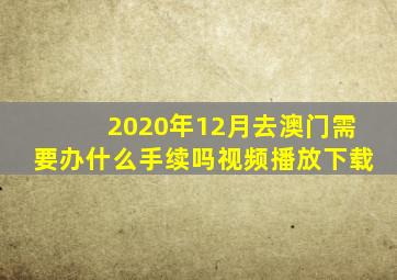 2020年12月去澳门需要办什么手续吗视频播放下载