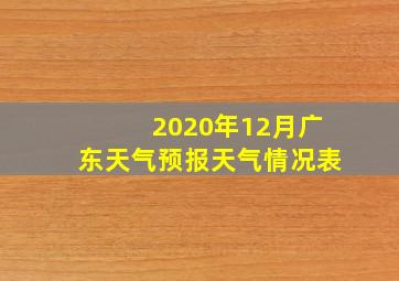 2020年12月广东天气预报天气情况表