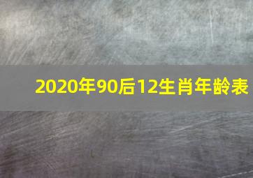 2020年90后12生肖年龄表