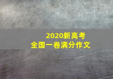 2020新高考全国一卷满分作文