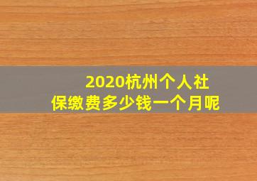 2020杭州个人社保缴费多少钱一个月呢