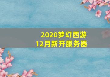 2020梦幻西游12月新开服务器