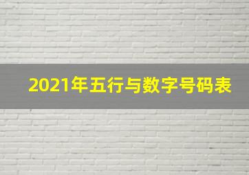 2021年五行与数字号码表