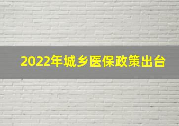 2022年城乡医保政策出台