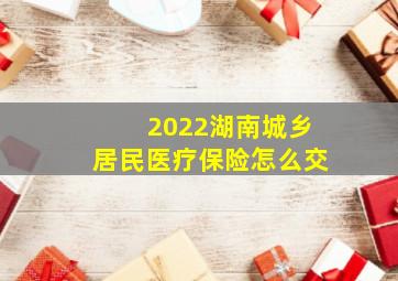 2022湖南城乡居民医疗保险怎么交