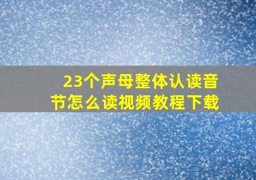 23个声母整体认读音节怎么读视频教程下载