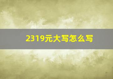 2319元大写怎么写