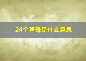 24个声母是什么意思