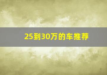 25到30万的车推荐