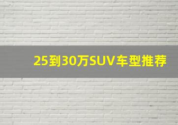 25到30万SUV车型推荐