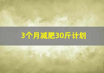 3个月减肥30斤计划