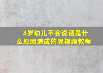 3岁幼儿不会说话是什么原因造成的呢视频教程