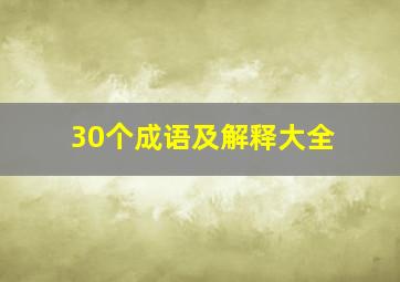 30个成语及解释大全