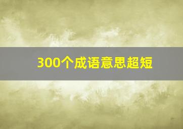 300个成语意思超短