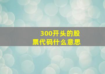 300开头的股票代码什么意思