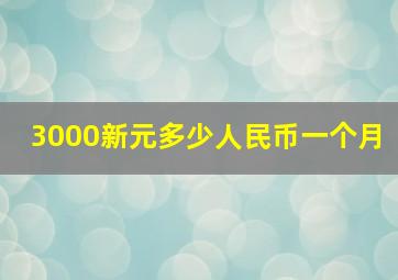 3000新元多少人民币一个月