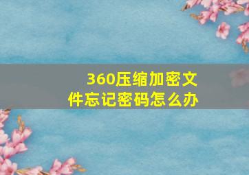 360压缩加密文件忘记密码怎么办