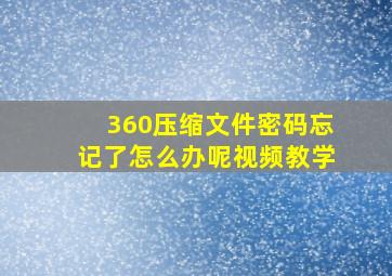 360压缩文件密码忘记了怎么办呢视频教学