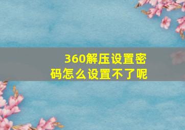 360解压设置密码怎么设置不了呢