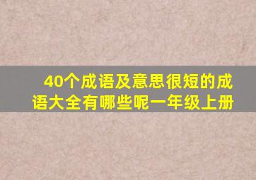 40个成语及意思很短的成语大全有哪些呢一年级上册