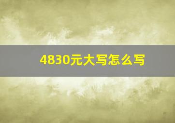 4830元大写怎么写