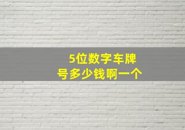 5位数字车牌号多少钱啊一个