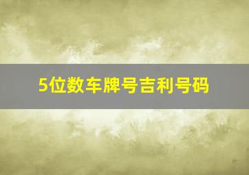 5位数车牌号吉利号码