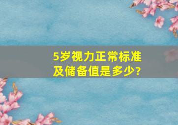 5岁视力正常标准及储备值是多少?