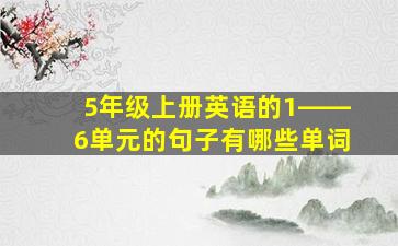 5年级上册英语的1――6单元的句子有哪些单词