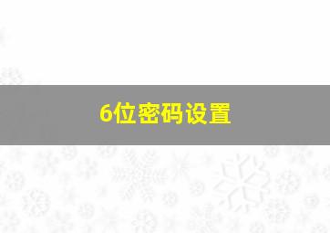 6位密码设置