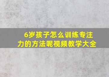 6岁孩子怎么训练专注力的方法呢视频教学大全