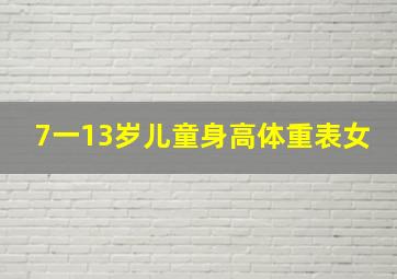 7一13岁儿童身高体重表女