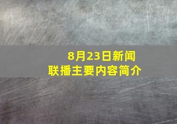 8月23日新闻联播主要内容简介