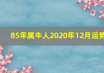 85年属牛人2020年12月运势