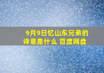 9月9日忆山东兄弟的诗意是什么 百度网盘