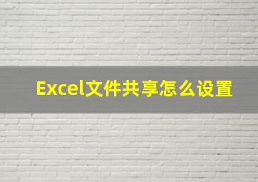 Excel文件共享怎么设置