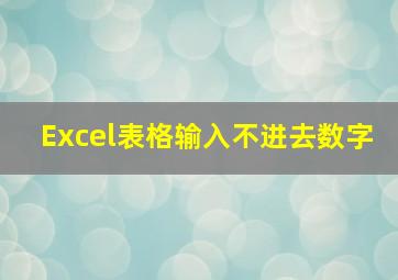 Excel表格输入不进去数字