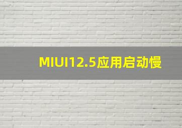 MIUI12.5应用启动慢