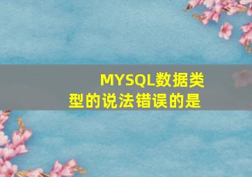 MYSQL数据类型的说法错误的是