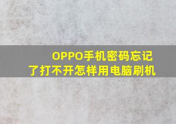 OPPO手机密码忘记了打不开怎样用电脑刷机