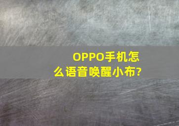 OPPO手机怎么语音唤醒小布?