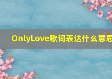 OnlyLove歌词表达什么意思