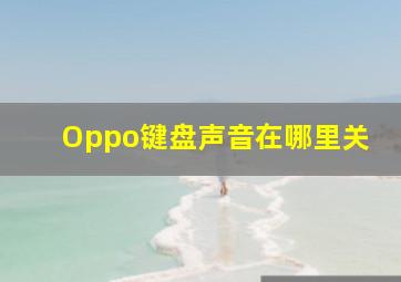 Oppo键盘声音在哪里关