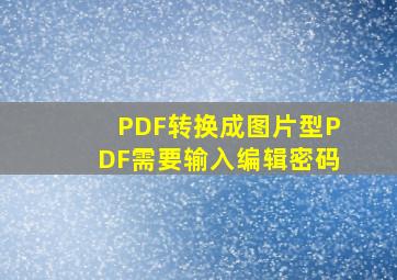 PDF转换成图片型PDF需要输入编辑密码