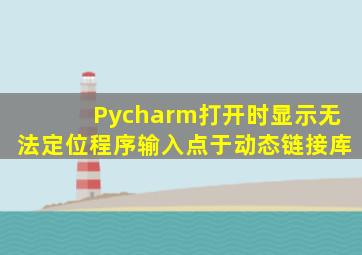 Pycharm打开时显示无法定位程序输入点于动态链接库