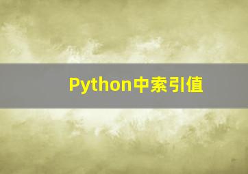 Python中索引值