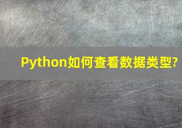 Python如何查看数据类型?